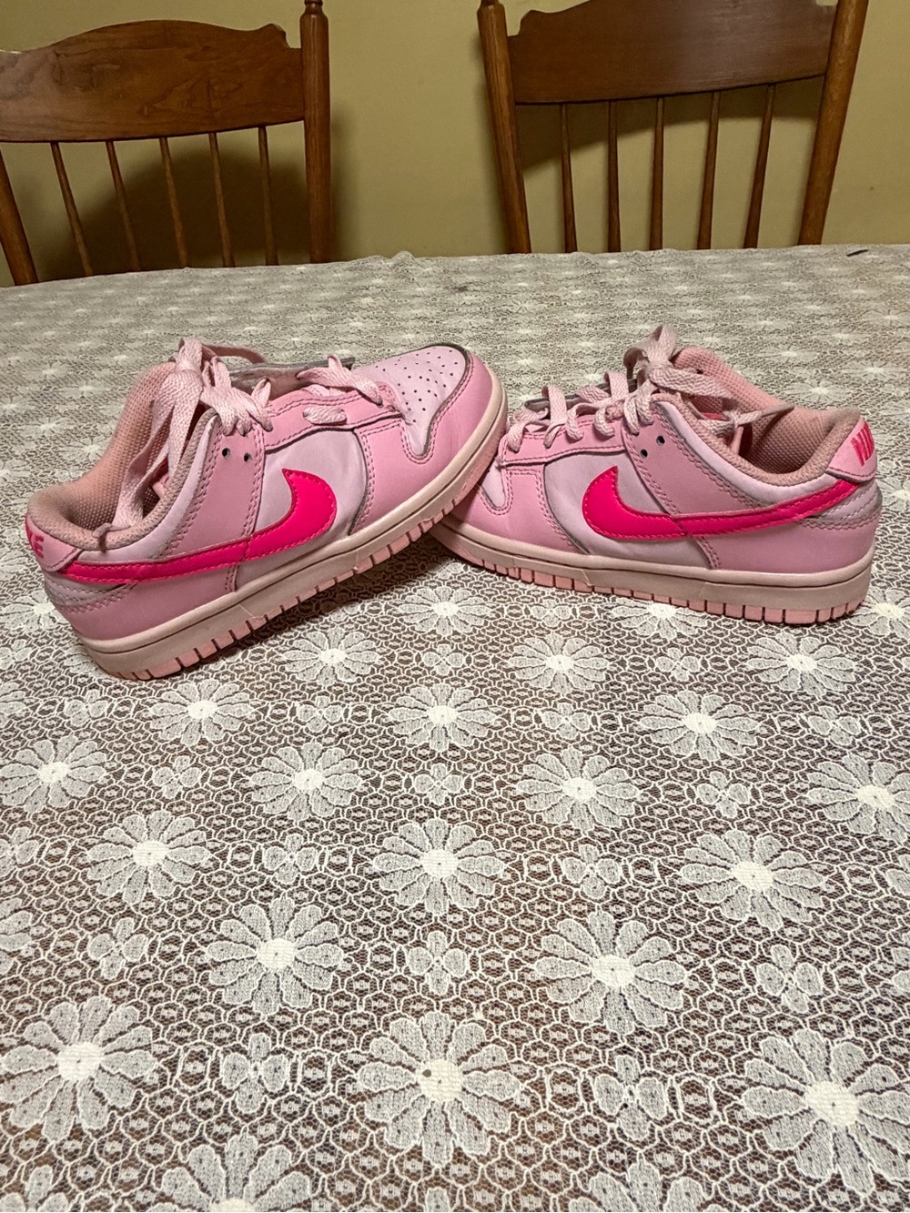 Nike Pink Low-Top Sneakers with Hot Pink Swoosh